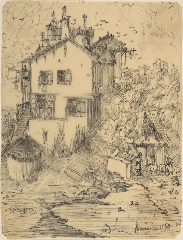 A Rustic Country House Wall Art by Rodolphe Bresdin - High-Resolution Digital Print