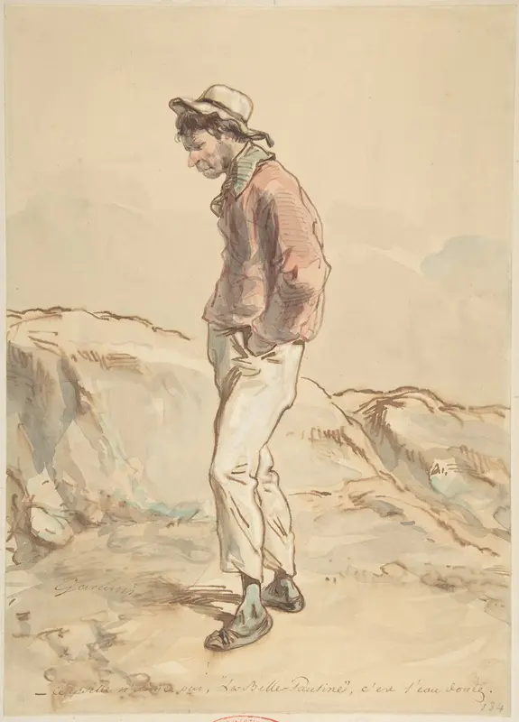 A Sailor Standing on the Shore Wall Art by Paul Gavarni [Chevalier] - High-Resolution Digital Print