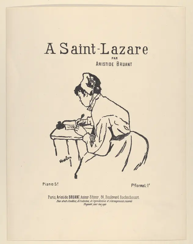 A Saint-Lazare par Aristide Bruant Wall Art by Henri de Toulouse-Lautrec - High-Resolution Digital Print