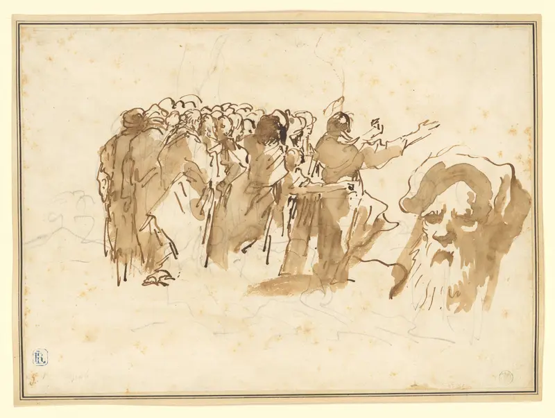 A Saint Preaching, and the Head of an Oriental Wall Art by Giovanni Domenico Tiepolo - High-Resolution Digital Print