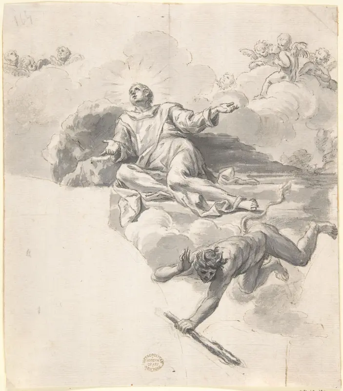 A Saint Triumphant Over the Devil Wall Art by Anonymous, German, 18th century - High-Resolution Digital Print