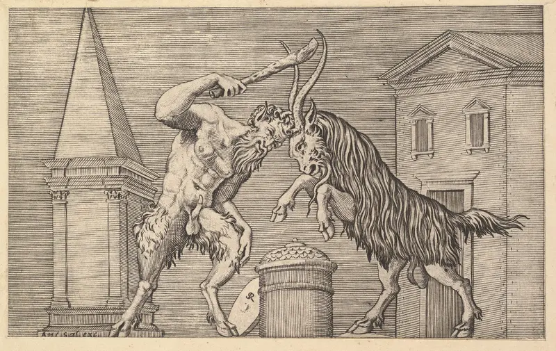 A Satyr and a Ram Clashing, from "Speculum Romanae Magnificentiae"