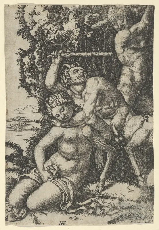 A satyr fighting for a nymph Wall Art by Anonymous - High-Resolution Digital Print