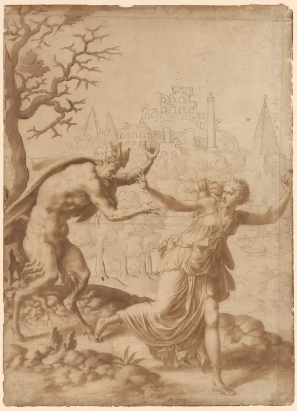 A Satyr Pursuing a Nymph