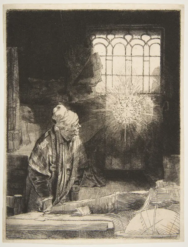 A Scholar in His Study ('Faust') Wall Art by Rembrandt (Rembrandt van Rijn) - High-Resolution Digital Print