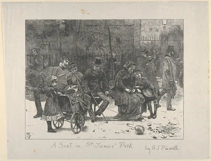 A Seat in St. James's Park Wall Art by George John Pinwell - High-Resolution Digital Print