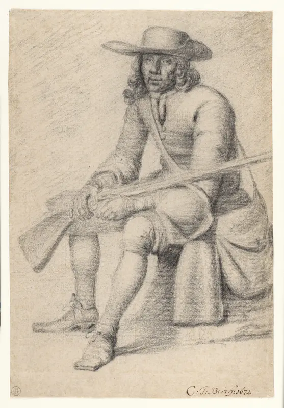A Seated Huntsman Wall Art by Gerard ter Borch the Younger - High-Resolution Digital Print