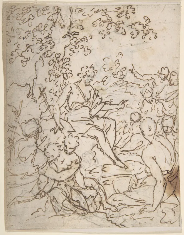 A Seated John the Baptist Preaching Wall Art by Anonymous, Italian, 17th century - High-Resolution Digital Print