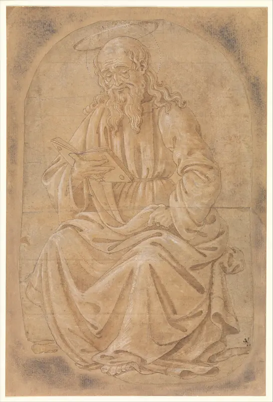 A Seated Saint Reading from a Book Wall Art by Francesco Botticini (Francesco di Giovanni) - High-Resolution Digital Print