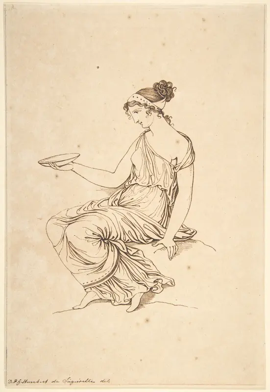 A Seated Woman in Profile Wall Art by David-Pierre Giottino Humbert de Superville - High-Resolution Digital Print