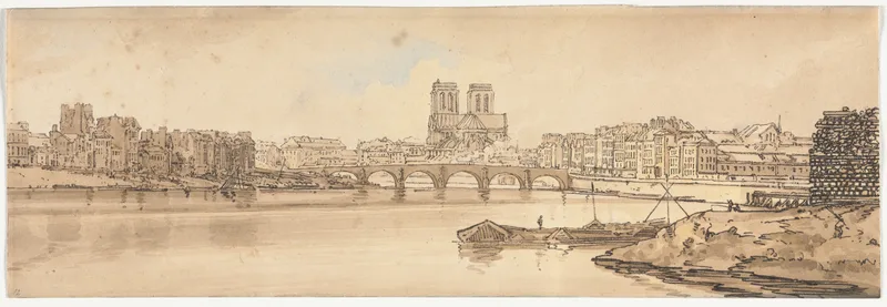 A Selection of Twenty of the Most Picturesque Views in Paris: View of Pont de la Tournelle and Notre Dame taken from the Arsenal Wall Art by Thomas Girtin - High-Resolution Digital Print