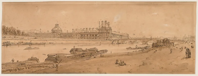 A Selection of Twenty of the Most Picturesque Views in Paris: View of the Tuilleries and Bridge taken from Quay d'Orsay Wall Art by Thomas Girtin - High-Resolution Digital Print