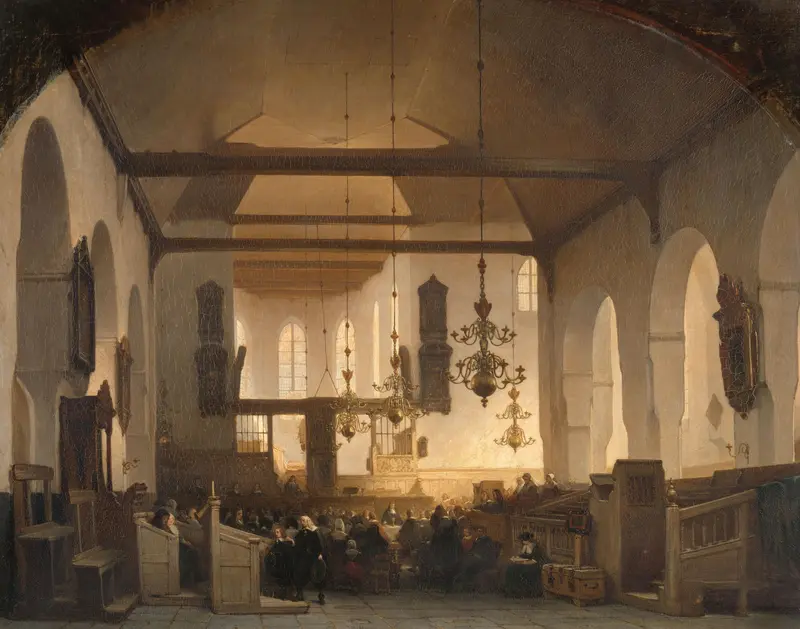 A Service in the Geertekerk, Utrecht Wall Art by Johannes Bosboom - High-Resolution Digital Print