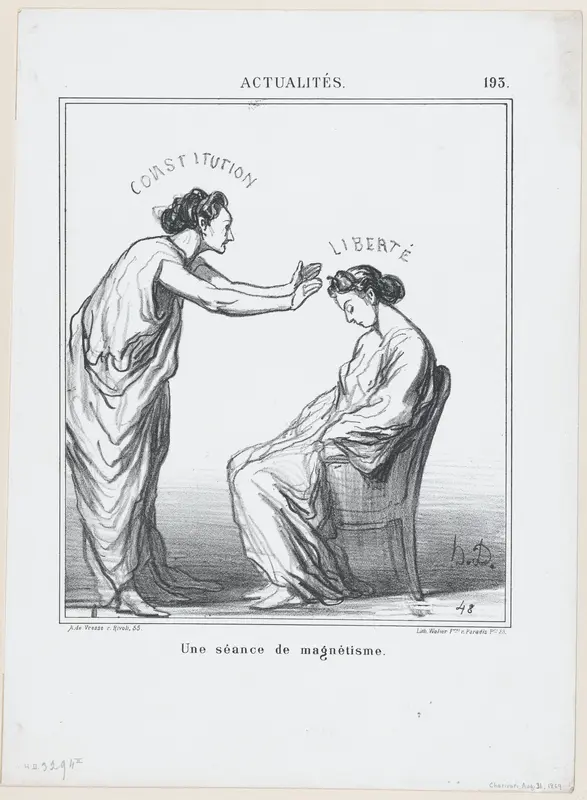 A session of hypnotism, from 'News of the day,' published in "Le Charivari" Wall Art by Honoré Daumier - High-Resolution Digital Print
