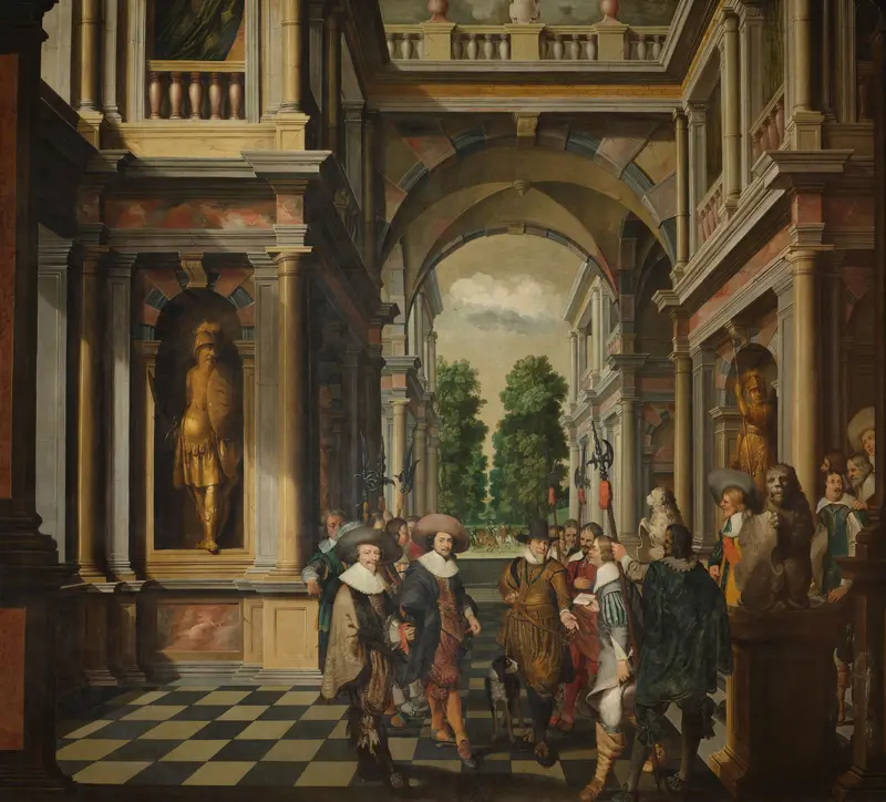 A Seven-Part Decorative Sequence: A Gallery Wall Art by Dirck van Delen - High-Resolution Digital Print
