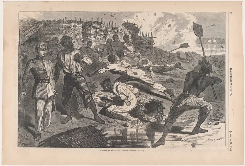 A Shell in Rebel Trenches (from "Harper's Weekly," Vol. VII) Wall Art by Winslow Homer - High-Resolution Digital Print