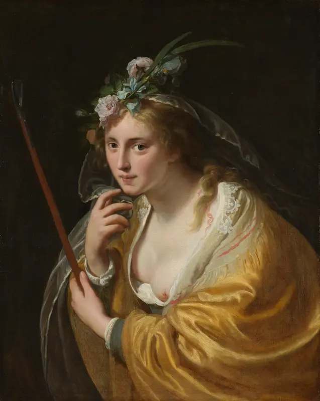 A Shepherdess Wall Art by Unknown - High-Resolution Digital Print