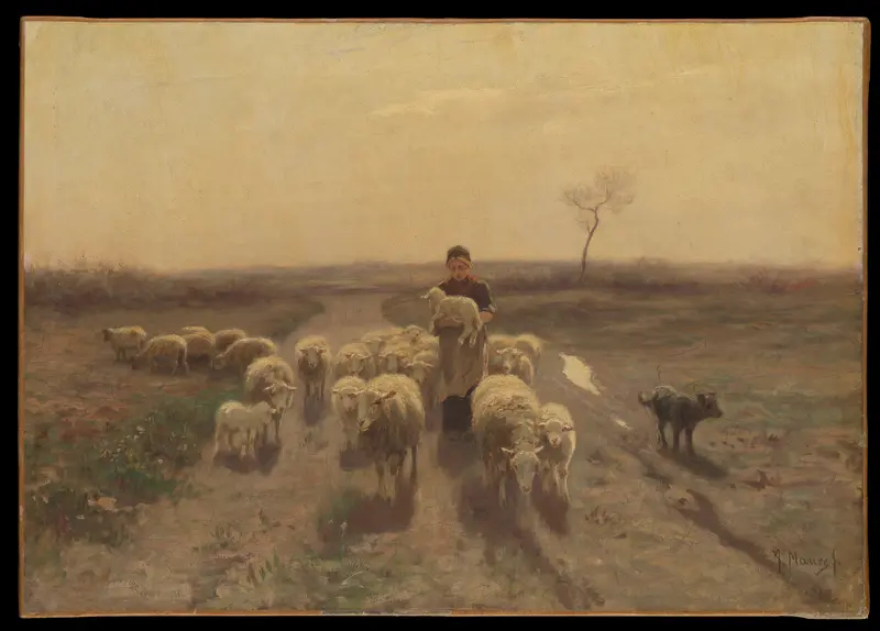 A Shepherdess and Her Flock Wall Art by Anton Mauve - High-Resolution Digital Print