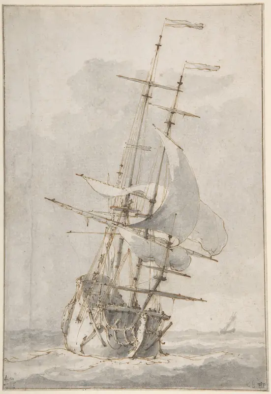A Ship at Sea Wall Art by Ludolf Backhuysen - High-Resolution Digital Print