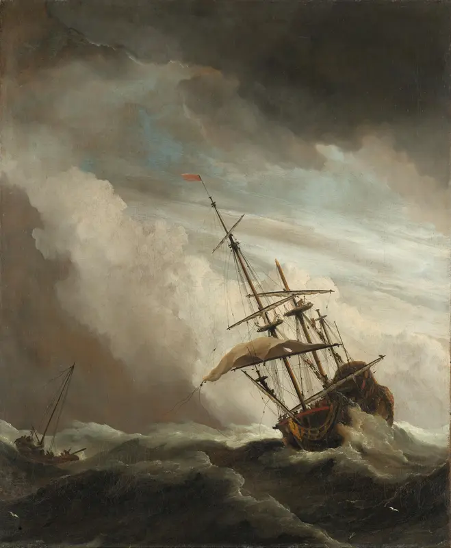 A Ship on the High Seas Caught by a Squall, Known as ‘The Gust’ Wall Art by Willem van de Velde (II) - High-Resolution Digital Print