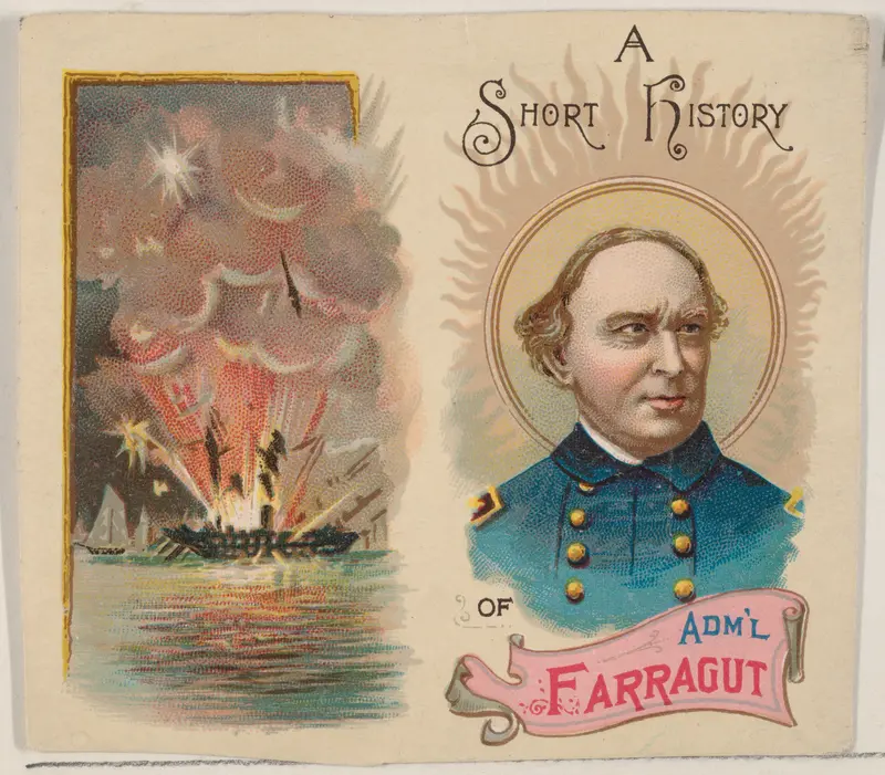 A Short History of Admiral Farragut, one-sheet of cover and verso from the Histories of Generals series of booklets (N78) for Duke brand cigarettes Wall Art by W. Duke, Sons & Co. - High-Resolution Digital Print