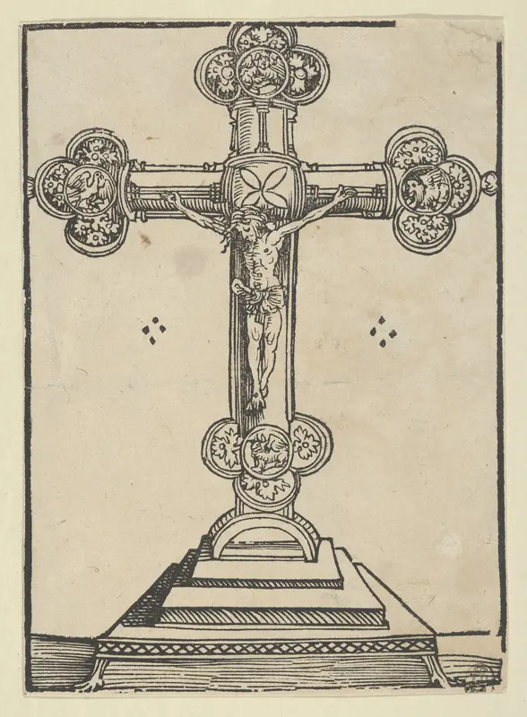 A Silver-Gilt Cross with Christ Crucified, from the "Wittenberg Reliquaries" Wall Art by Lucas Cranach the Elder - High-Resolution Digital Print