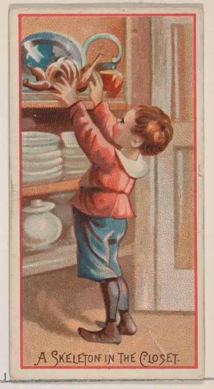 A Skeleton in the Closet, from the Jokes series (N87) for Duke brand cigarettes Wall Art by W. Duke, Sons & Co. - High-Resolution Digital Print