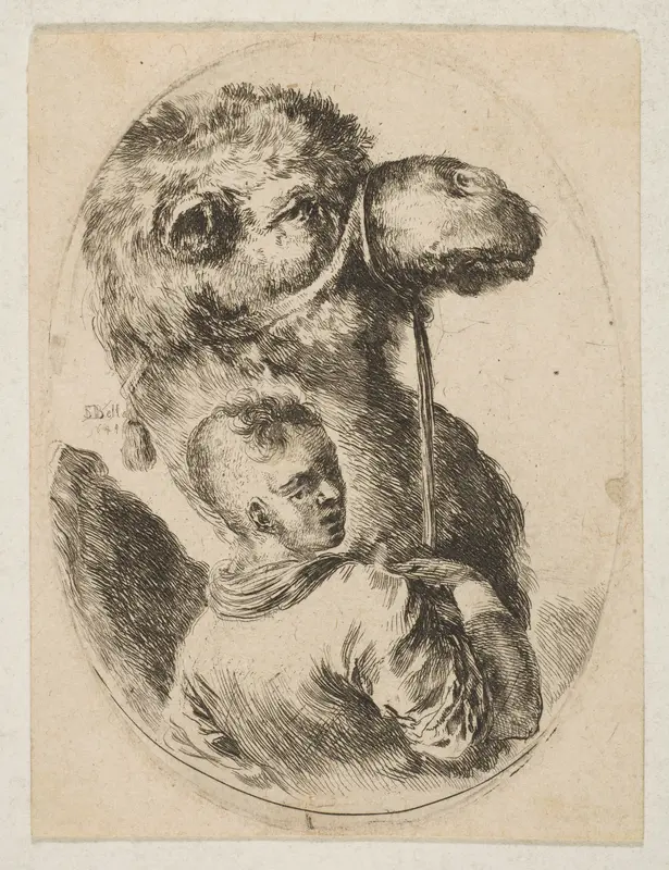 A slave holds a camel by the bridle, from 'Several heads in the Persian style' (Plusieurs têtes coiffées à la persienne) Wall Art by Stefano della Bella - High-Resolution Digital Print