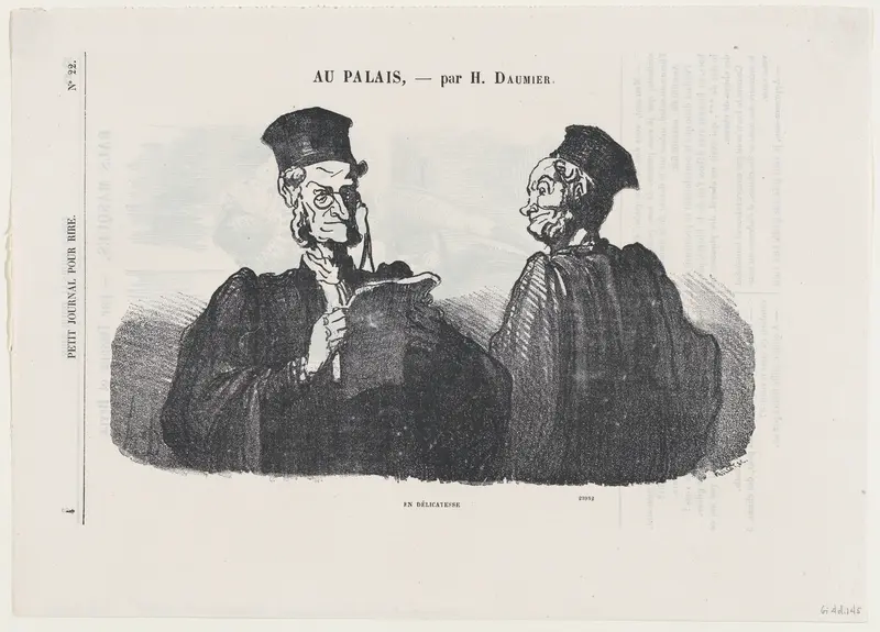 A slightly strained relationship, from 'At the court of justice,' published in Le Petit Journal pour Rire, March 3, 1866 Wall Art by Honoré Daumier - High-Resolution Digital Print