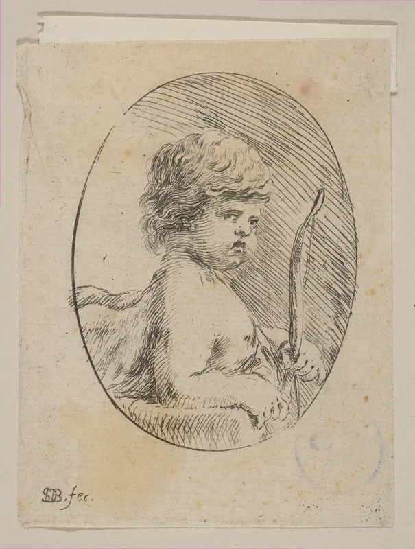 A Small Cupid with His Bow, from "Various figures and doodles" (Diverses figures et griffonnemens) Wall Art by Stefano della Bella - High-Resolution Digital Print