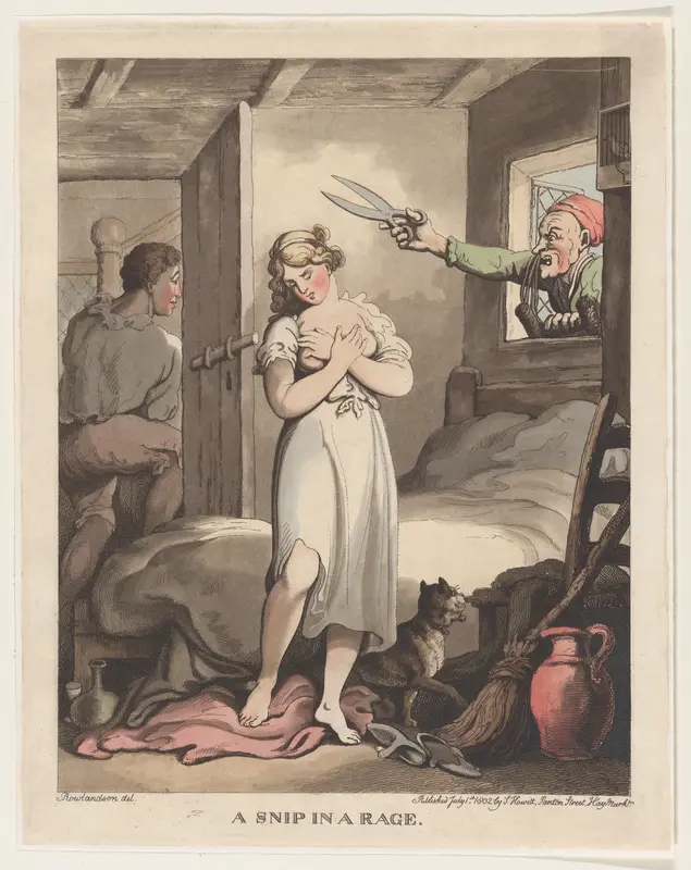 A Snip in a Rage Wall Art by Thomas Rowlandson - High-Resolution Digital Print