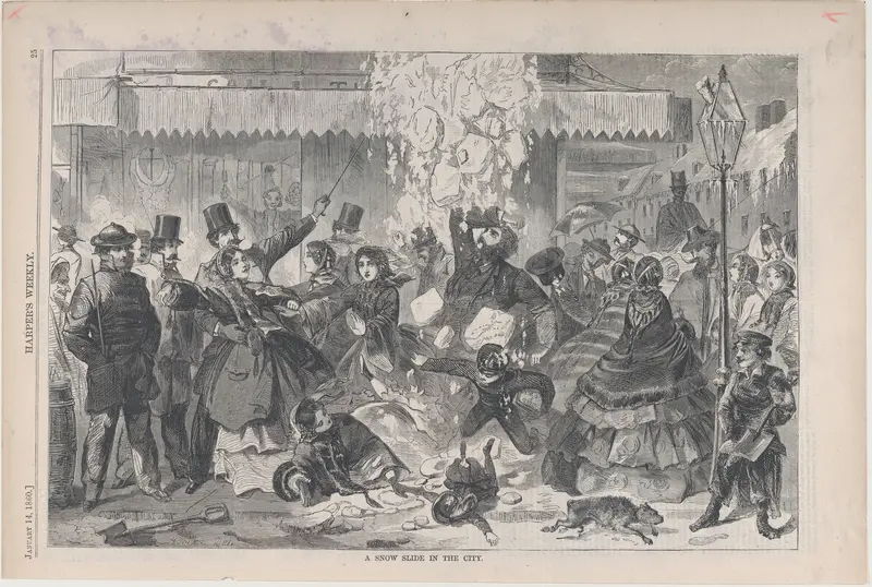 A Snow Slide in the City (from "Harper's Weekly," Vol. IV) Wall Art by Winslow Homer - High-Resolution Digital Print