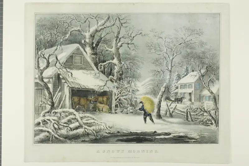 A Snowy Morning Wall Art by Fanny F. Palmer - High-Resolution Digital Print