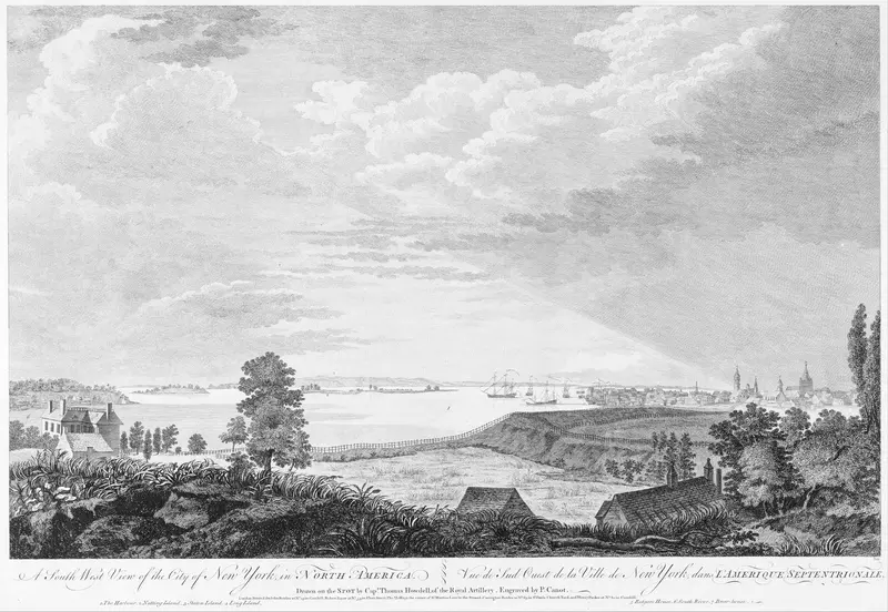 A South West View of the City of New York, in North America Wall Art by Pierre Charles Canot - High-Resolution Digital Print