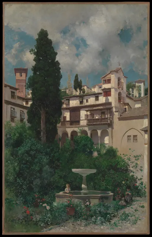 A Spanish Garden Wall Art by Martín Rico y Ortega - High-Resolution Digital Print