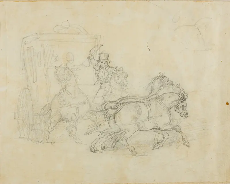 A Stagecoach Drawn by Five Horses