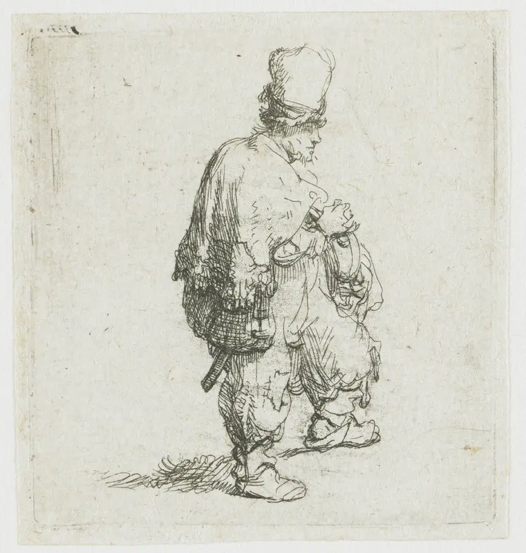 A standing hurdy-gurdy player Wall Art by Rembrandt van Rijn - High-Resolution Digital Print