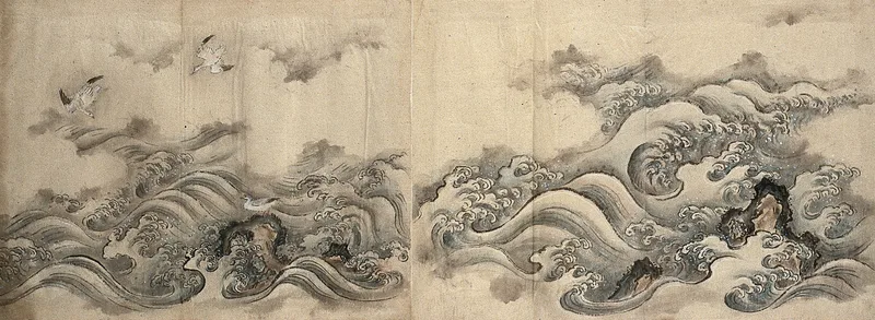 A stormy sea with three seagulls Wall Art by Anonymous - High-Resolution Digital Print