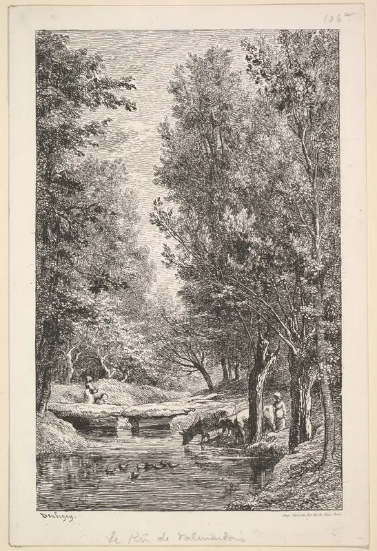 A Stream in the Mondois Valley Wall Art by Charles-François Daubigny - High-Resolution Digital Print