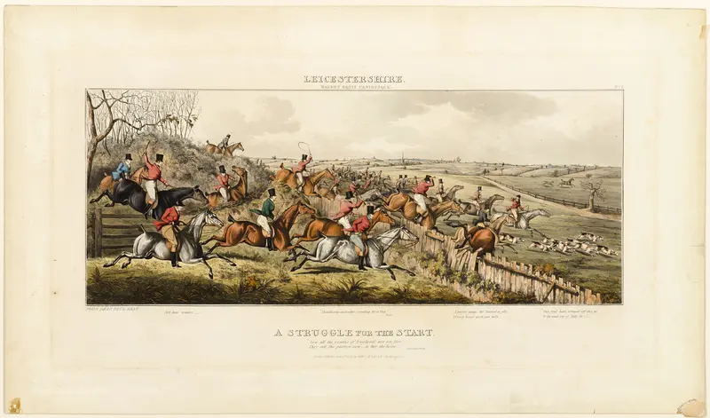 A Struggle for the Start, plate one from The Leicestershire Hunt Wall Art by John Dean Paul - High-Resolution Digital Print