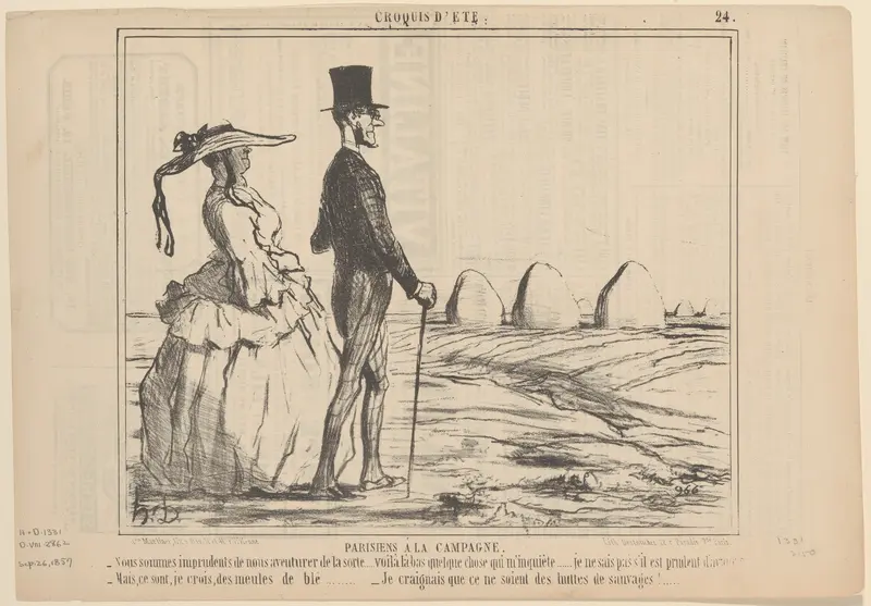 A Summer Sketch: Parisians in the Countryside Wall Art by Honoré Daumier - High-Resolution Digital Print