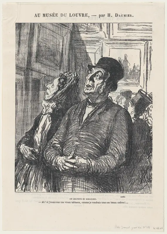 A Sunday connoisseur, from 'At the Louvre,' published in Le Charivari, February 4, 1865 Wall Art by Honoré Daumier - High-Resolution Digital Print