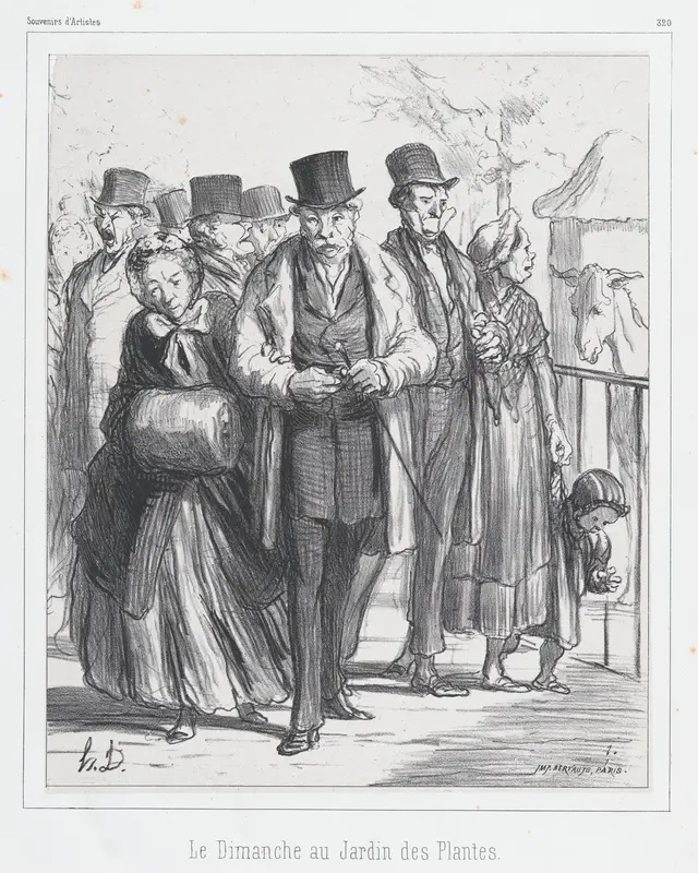 A Sunday in the botanical gardens, published in Souvenirs d'Artistes Wall Art by Honoré Daumier - High-Resolution Digital Print