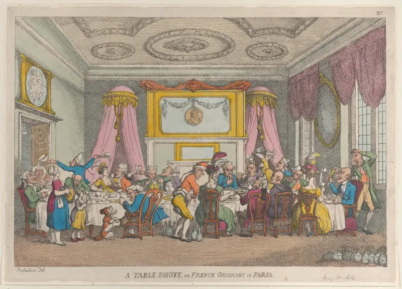 A Table D'Hote or French Ordinary in Paris Wall Art by Thomas Rowlandson - High-Resolution Digital Print