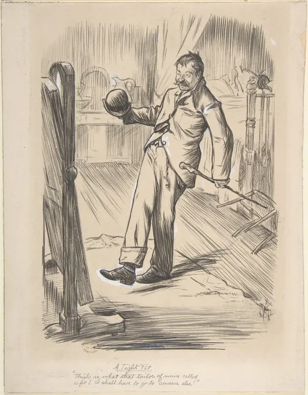 "A Tight Fit" Wall Art by Charles Samuel Keene - High-Resolution Digital Print