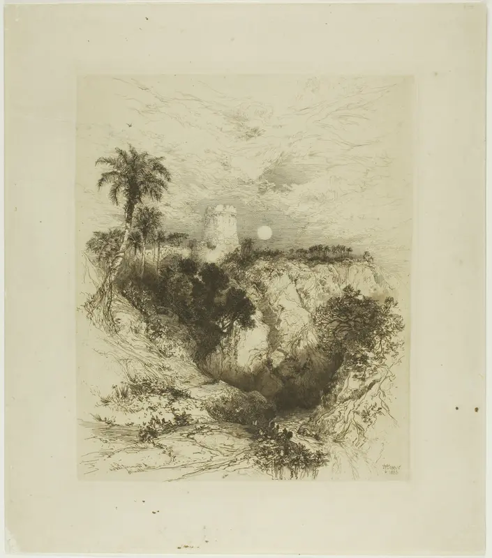 A Tower of Cortez Wall Art by Thomas Moran - High-Resolution Digital Print