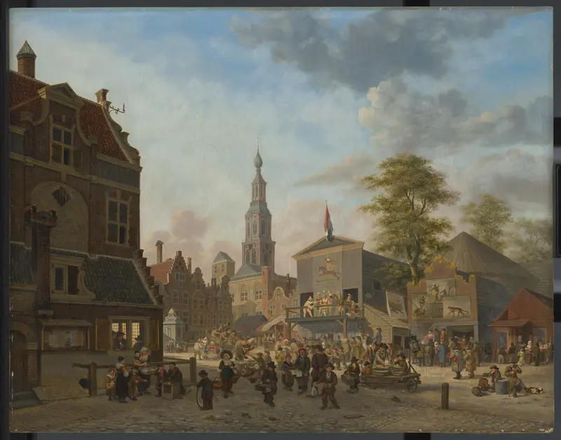 A town square with a fair Wall Art by Unknown - High-Resolution Digital Print