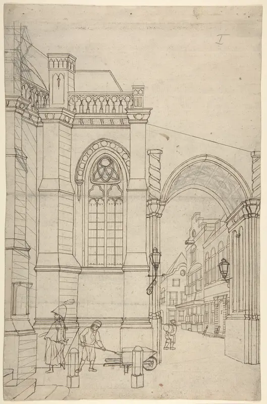 A Townscape with a Churchgate Wall Art by Jan Hendrik Verheyen - High-Resolution Digital Print
