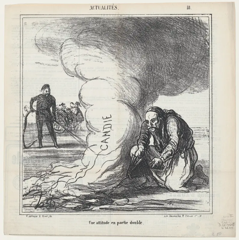 A treacherous attitude, from 'News of the day,' published in Le Charivari, October 4, 1867 Wall Art by Honoré Daumier - High-Resolution Digital Print