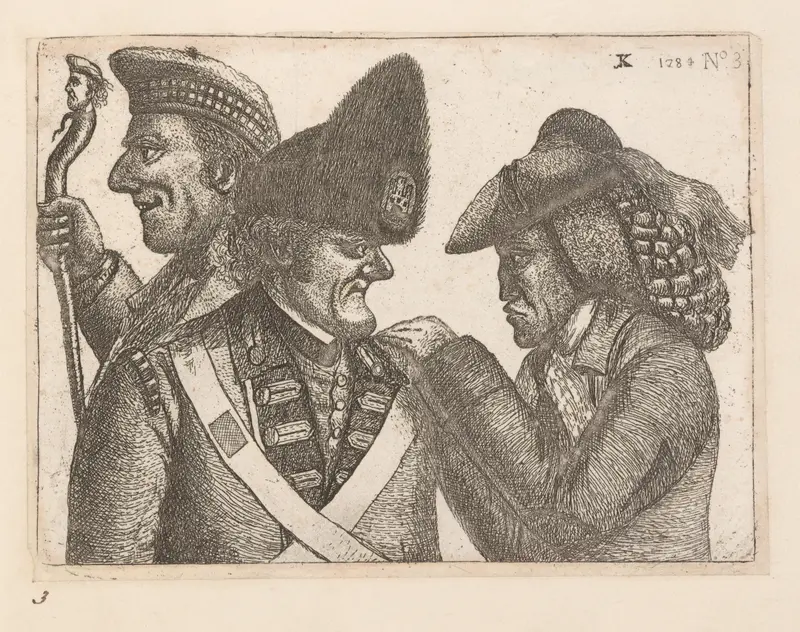 A Triumvirate: The Daft Highland Laird (James Robertson), John Dhu or Dow (a member of the Town Guard), and Jamie Duff (an Idiot) Wall Art by John Kay - High-Resolution Digital Print